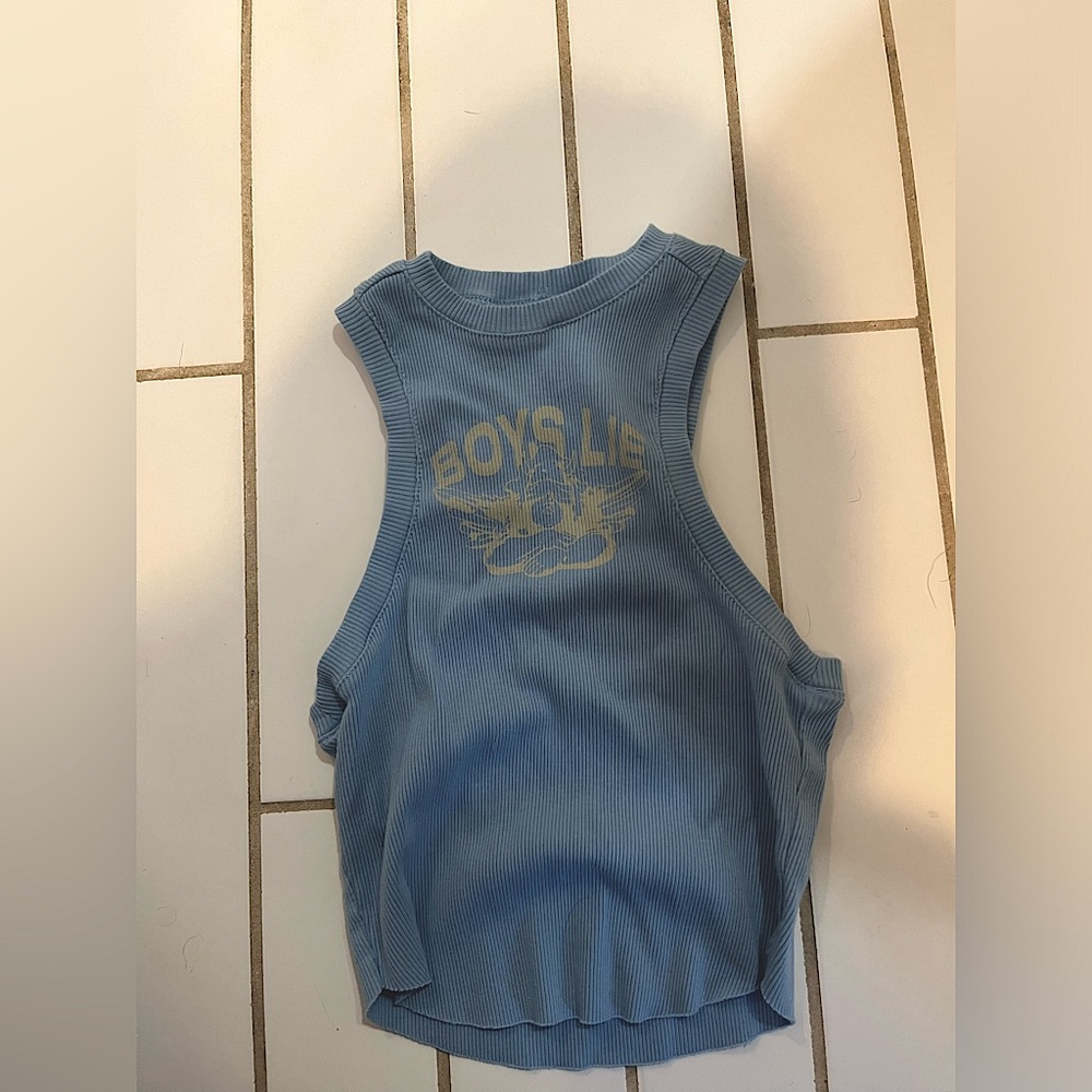 Boys lie baby blue ribbed cropped tank top. One size. Never worn!